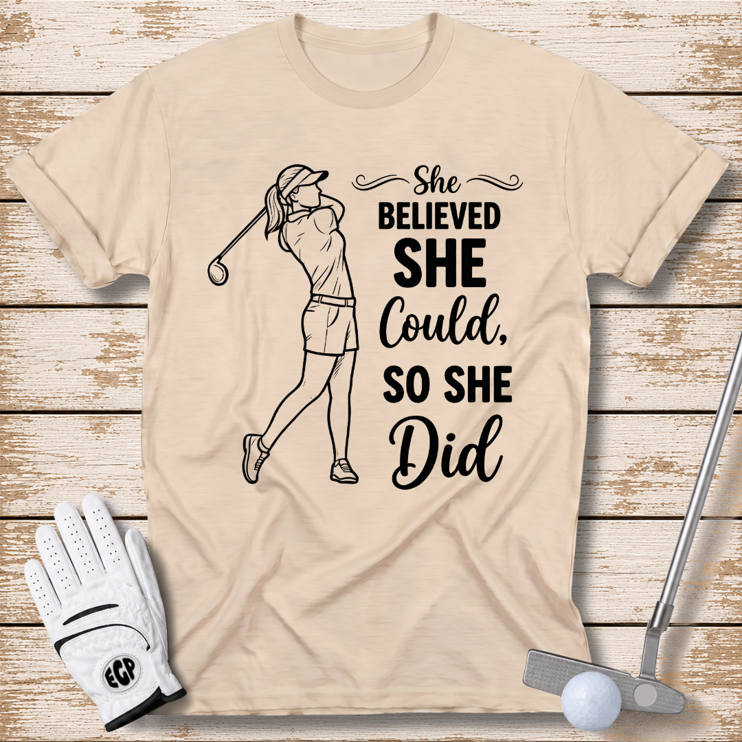 she believed she could, so she did golf shirt sand color the-next-fairway