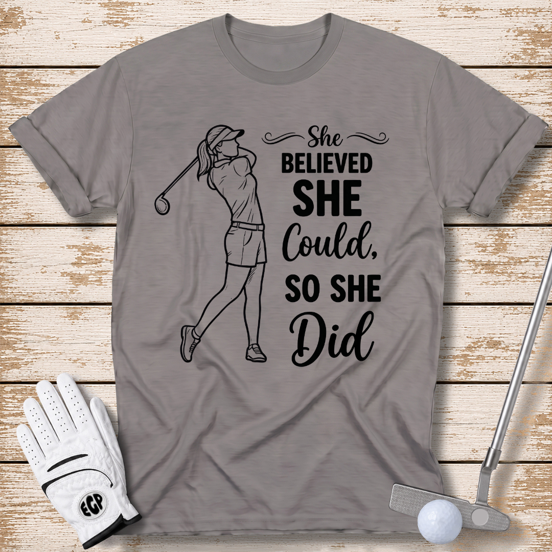 she believed she could, so she did golf shirt sports grey color the-next-fairway